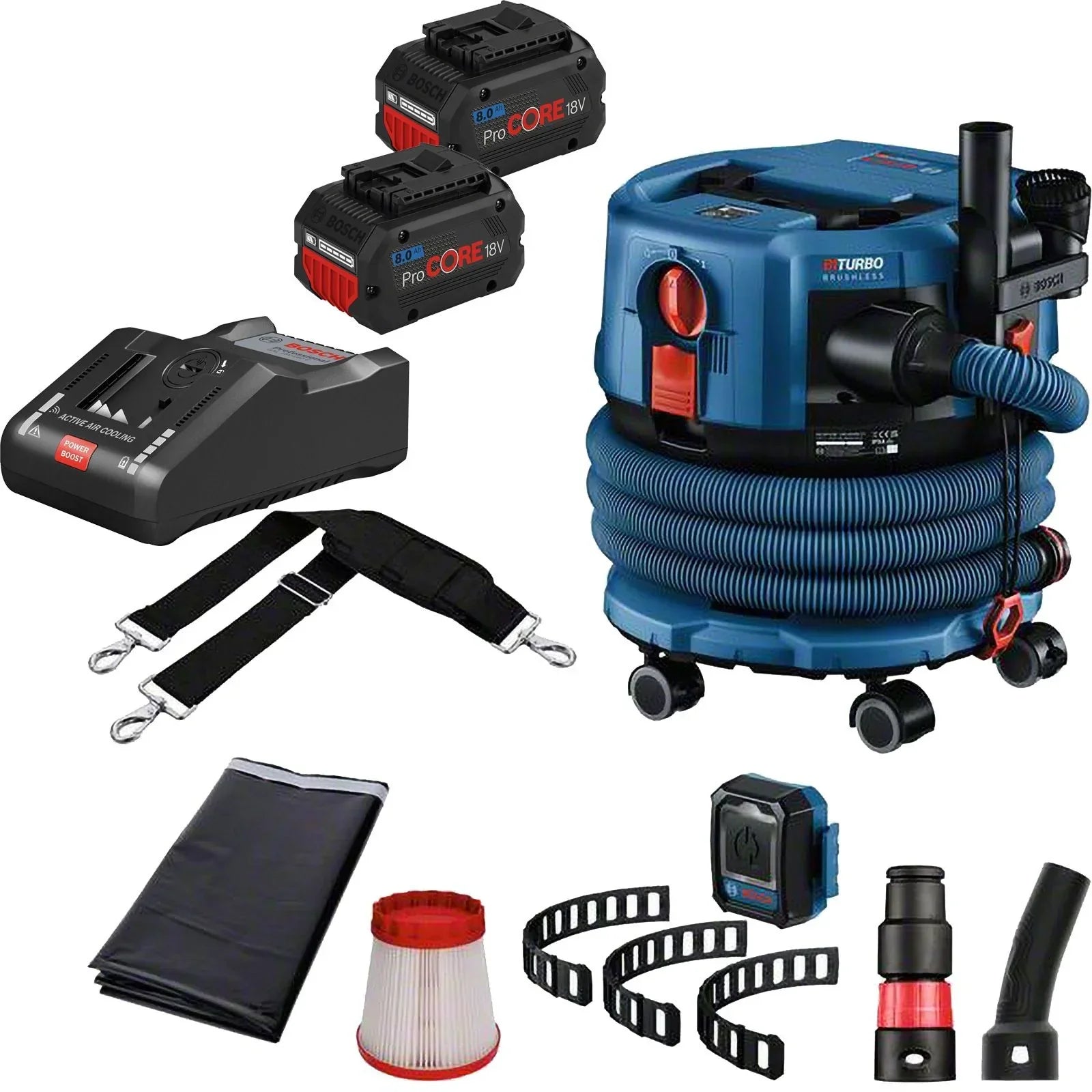 Bosch Akku-Staubsauger GAS 18V-12 MC inkl. 2x 8,0 Ah ProCORE + Ladegerät